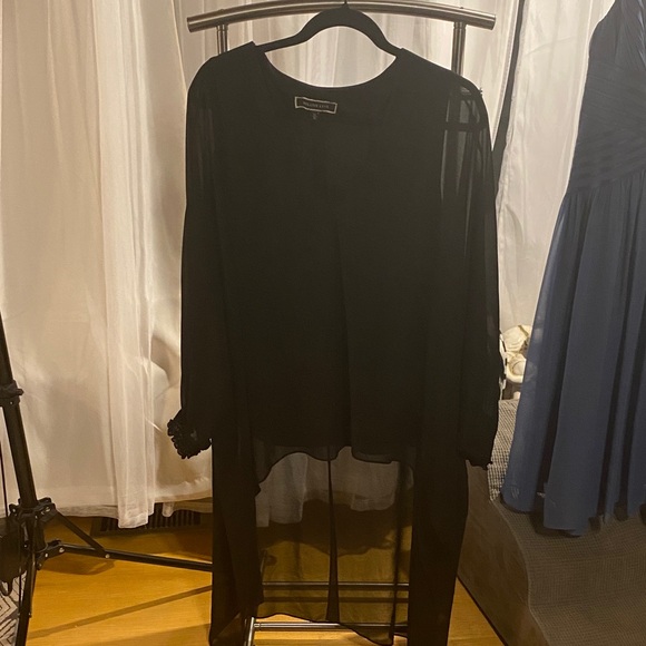 Melanie Lyne Elegant Black Sheer Layered Women's Top - Picture 3 of 8